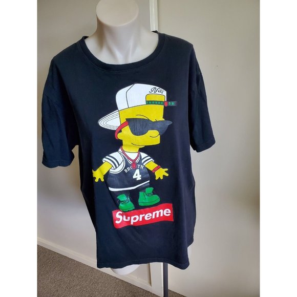 Supreme Tops - black SUPREME BART SIMPSON casual tshirt M Medium tee summer top short sleeves